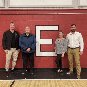 The Everett Recreation and Enrichment Department and the Everett Youth Commission recently met at the Recreation Center to plan and review upcoming programming for Everett youth. Pictured from left to right: Everett Assistant Director of Youth Substance Abuse Prevention Eric Mazzeo, Assistant Director of Recreation Mike DiPietro, Everett Youth Commission Chairperson Holly Garcia and Director of Youth Development & Enrichment John Russolillo.