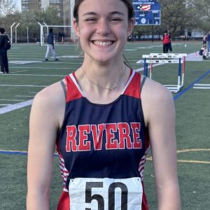 Revere’s Zizi Kalliavas set a new school record in the 100-meter with her time of 12.8.