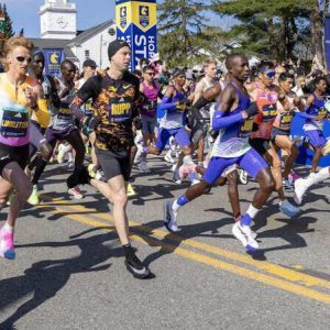 AND THEY’RE OFF! The field of professional men at the start of the 130th Boston Marathon (Courtesy Photo)