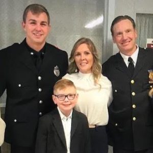 This week funeral services were held for the late Melissa Bagley of Lynn, who is shown above with her family: husband Everett Police Lt. Sean Bagley and her children: Lynn Police Ptl. Brendan Powicki and Riley, Alannah and Jonathan Bagley. (Courtesy Photo)