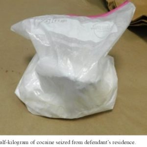 A half-kilo of cocaine in powder form was seized by investigators at the residence of Felisberto “Chee-B” Lopes. (Courtesy/ Mass. U.S. Attorney’s Office)