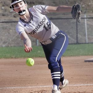 Senior Captain and pitcher Hayley Seeley led Malden Varsity Softball to its first win, 16-2 over Somerville. (Courtesy/Malden HS Blue and Gold/Jacob Fuentes Photo)