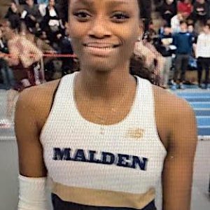 Khadijah Diagne, a Malden High ninth grader, won the 200-meter dash at the 2026 Colgate Women’s Races held Saturday, February 7, at the Nike Track & Field Center at The Armory, which is located on Fort Washington Avenue in Manhattan in New York City, N.Y. (Courtesy/Malden Athletics)