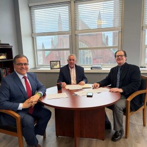 Pictured from left to right: State Representative Joe McGonagle, Mayor Robert Van Campen and Special Assistant to the Mayor Chris Connolly. (Courtesy photo)