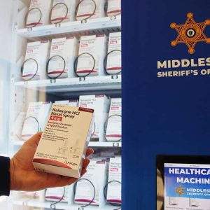 The Middlesex Sheriff’s Office has become the first sheriff’s office in the Commonwealth of Massachusetts to install a naloxone vending machine at one of its facilities. The machine was installed on December 9, 2024, at the Middlesex Jail & House of Correction in Billerica, Mass. (Courtesy photo)