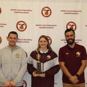 Shown from left to right are Athletic Director Eric Martin, Lucia Antonucci and Head Coach Matthew Offner.