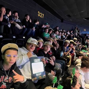 Revere Boxing Outreach event attendees sporting Celtics championship hats gifted by the Boston Celtics and IBEW Local 103 (Courtesy photo)