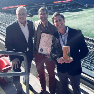 State Representative Joe McGonagle is pictured with Short Path Distillery Cofounders Matt Kurtzman and Zachary Robinson.