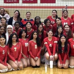 During Teachers Appreciation Night on Oct. 15, the Everett High School girls’ volleyball team made the occasion even sweeter by recording its third win of the year. The Tide achieved the victory against rival Medford at the EHS gym. It was a close, five set battle won by the home team, 3-2. The Everett girls then proudly posed for a photo with the elementary and high school teachers that they had personally invited to the match. (Courtesy photo / EHS athletic director Tammy Turner)
